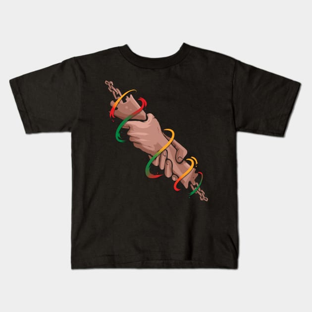 African Heritage Hand Reaching Each Other Freedom Junetenth Kids T-Shirt by SinBle